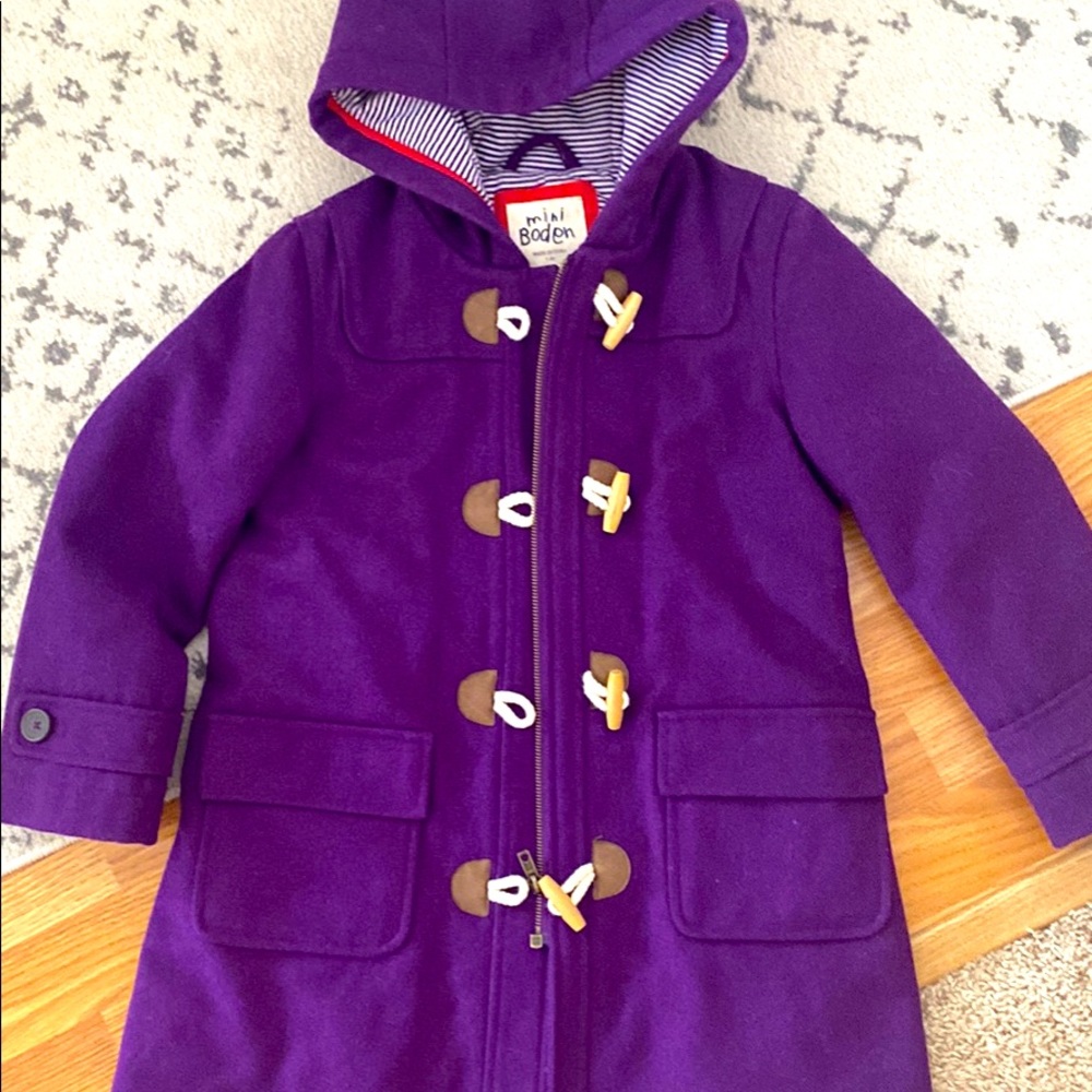 Girls Purple Mini Boden Peacoat